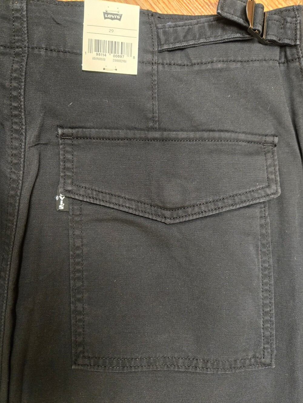 Levi's cinched long black skirt 8/29 nwt pockets adj. waist split so cute goth - Picture 9 of 15